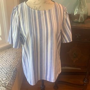 Cabi blue & white linen stripe